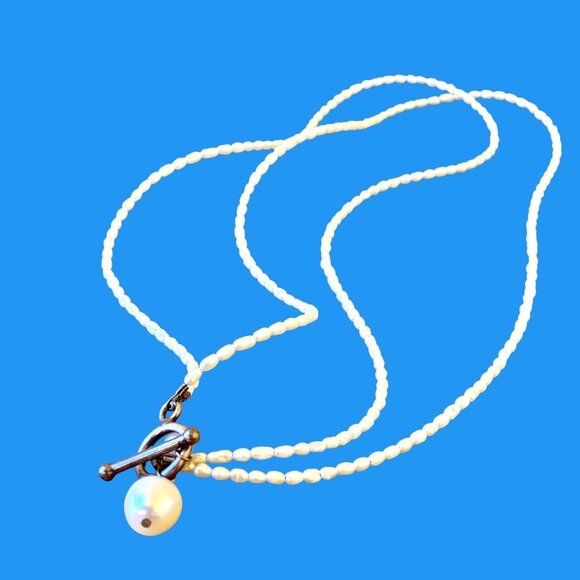 Vintage Genuine Freshwater Tiny White Pearl Beaded Double Strand Necklace - Picture 5 of 6